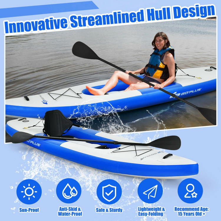 Inflatable Kayak Includes Aluminum Paddle with Hand Pump for 1 Person-BlueCostway Gallery View 3 of 12