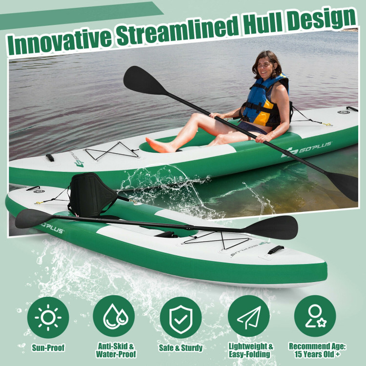 Inflatable Kayak Includes Aluminum Paddle with Hand Pump for 1 Person-GreenCostway Gallery View 3 of 12