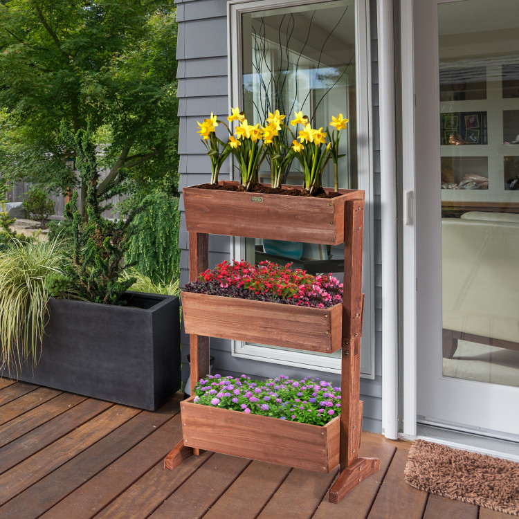 3-Tier Raised Garden Bed with Detachable Ladder and Adjustable ShelfCostway Gallery View 6 of 11
