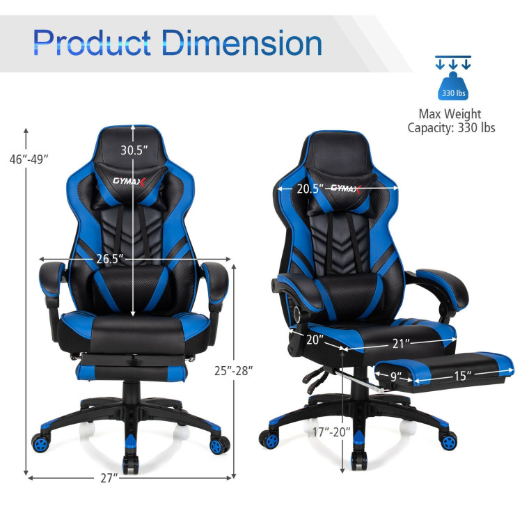 Adjustable Gaming Chair with Footrest for Home Office-BlueCostway Gallery View 4 of 12