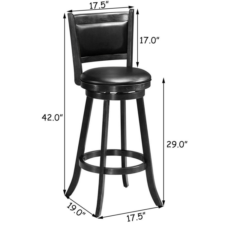 Set of 2 29 Inch Swivel Bar Height Stool Wood Dining Chair Barstool-BlackCostway Gallery View 4 of 12