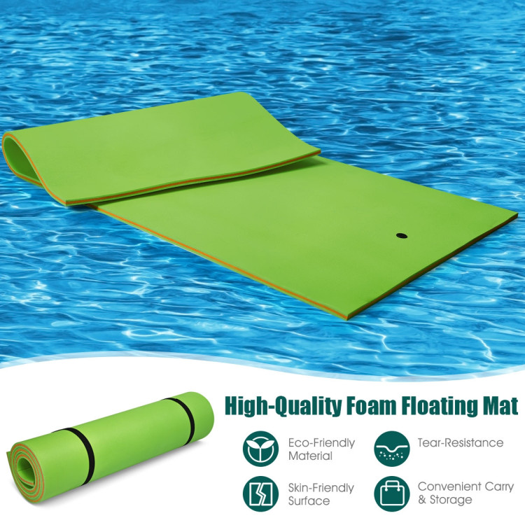 12’ x 6’ 3 Layer Floating Water Pad-GreenCostway Gallery View 6 of 10