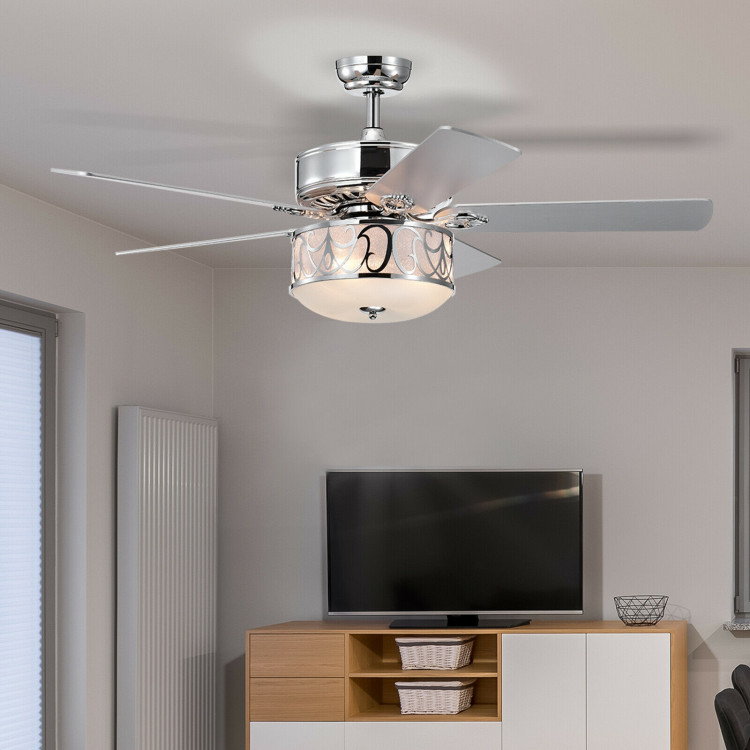 52 Inch Ceiling Fan with Light Reversible Blade and Adjustable Speed-SilverCostway Gallery View 1 of 12