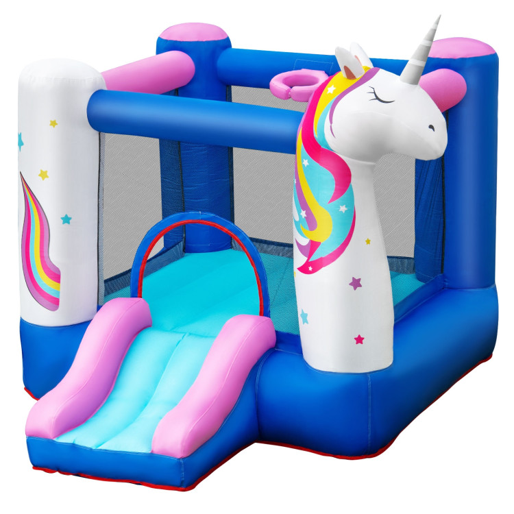 Inflatable Slide Bouncer with Basketball Hoop for Kids Without BlowerCostway Gallery View 4 of 12