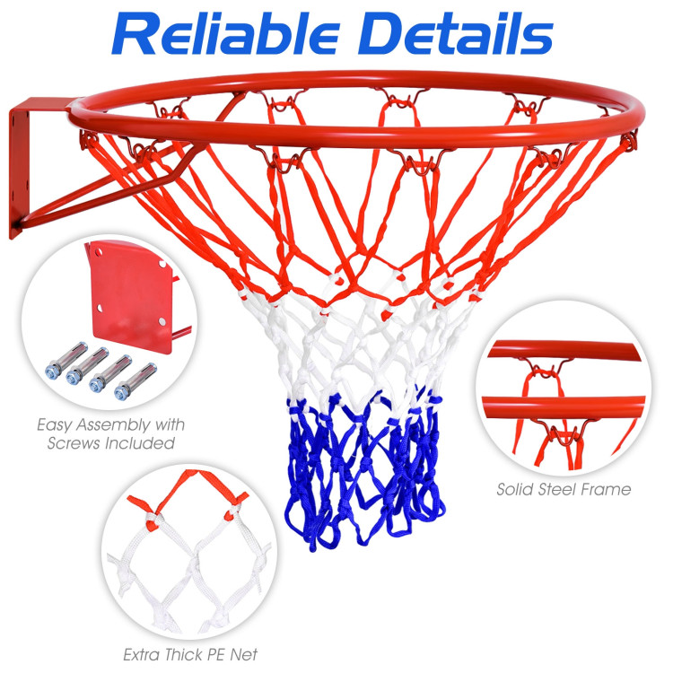 18 Inch Replacement Basketball Rim with All-Weather NetCostway Gallery View 5 of 14