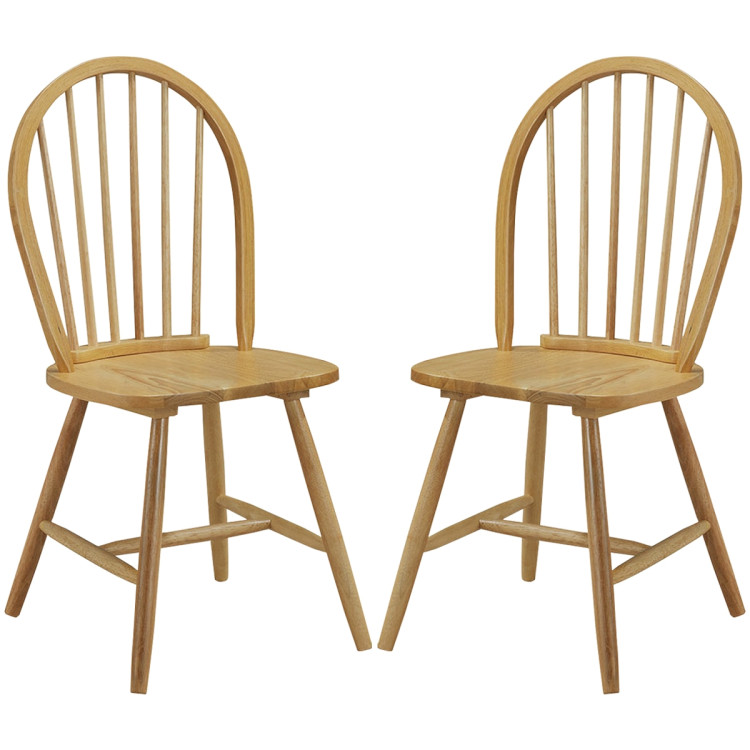 Set of 2 Vintage Windsor Wood Chair with Spindle Back for Dining RoomCostway Gallery View 3 of 9