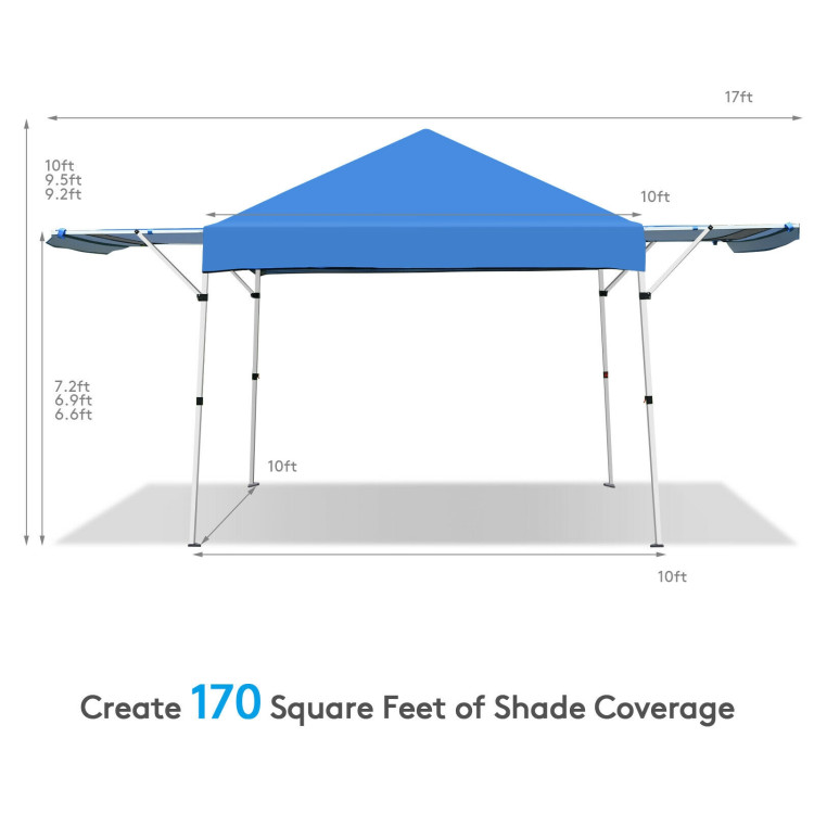 17 Feet x 10 Feet Foldable Pop Up Canopy with Adjustable Instant Sun Shelter-BlueCostway Gallery View 4 of 12
