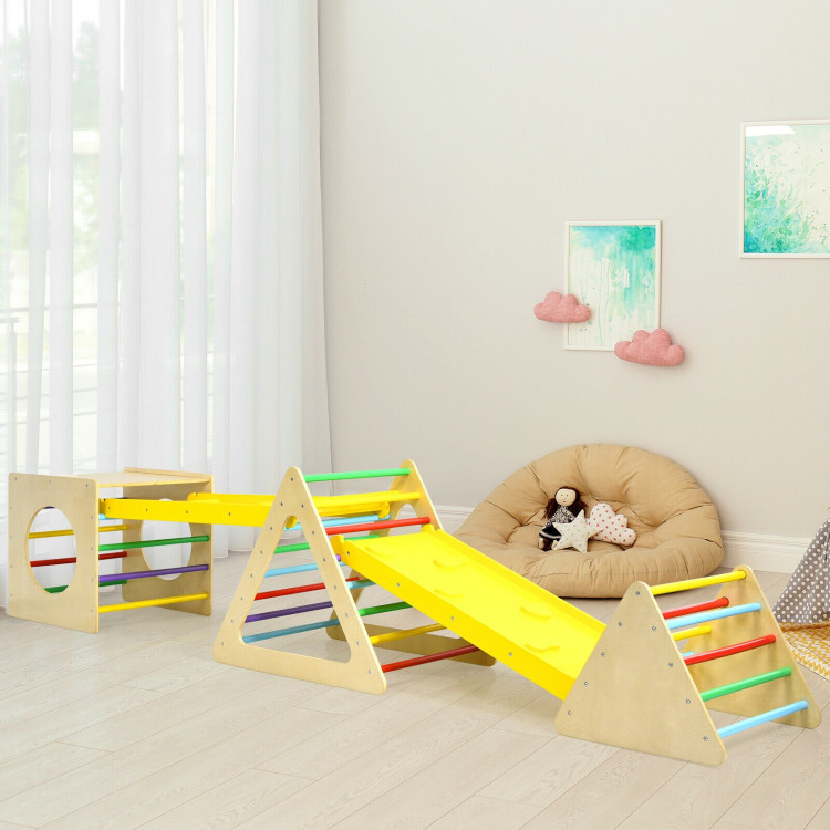 5-in-1 Toddling Kids Climbing Triangle and Cube Playing SetCostway Gallery View 1 of 12