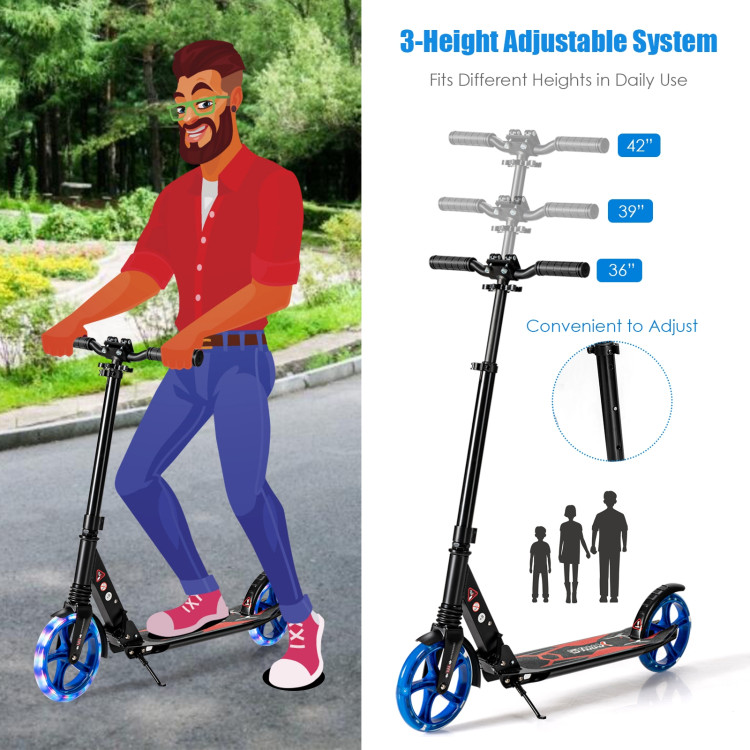 Aluminum Folding Kick Scooter with LED Wheels for Adults and Kids-BlackCostway Gallery View 13 of 13