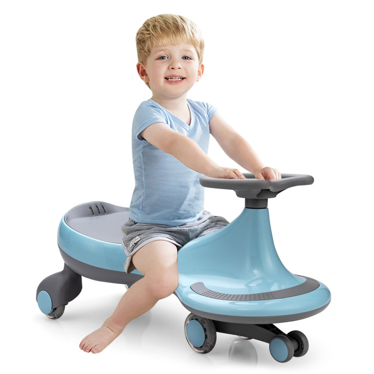 Wiggle Car Ride-on Toy with Flashing Wheels-BlueCostway Gallery View 9 of 12