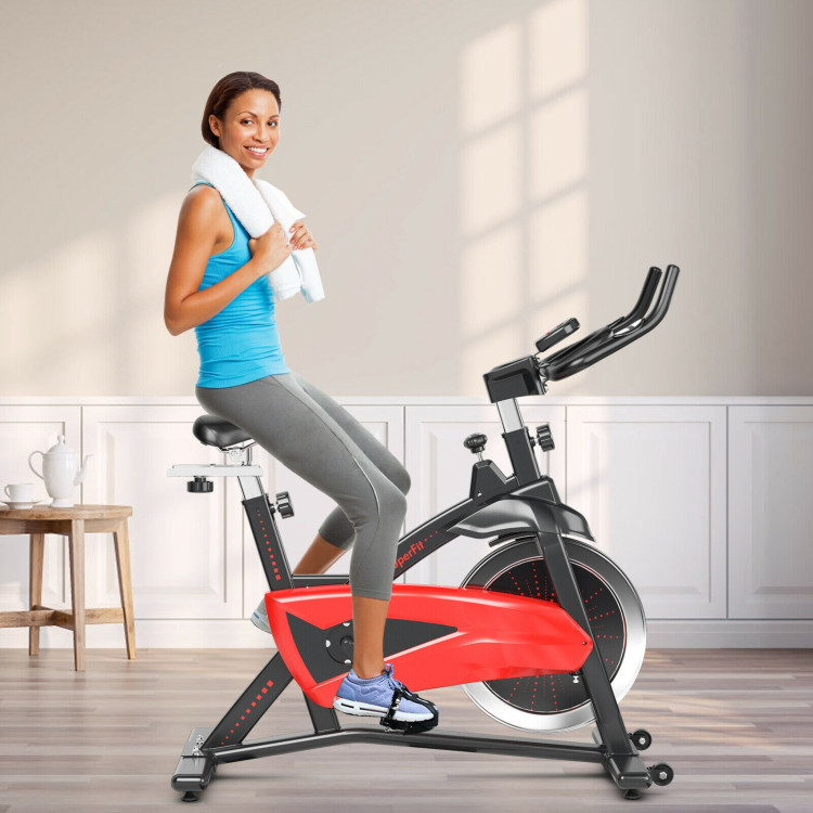 Magnetic Exercise Bike Fitness Cycling Bike with 35Lbs Flywheel for Home and Gym-Black & RedCostway Gallery View 2 of 13