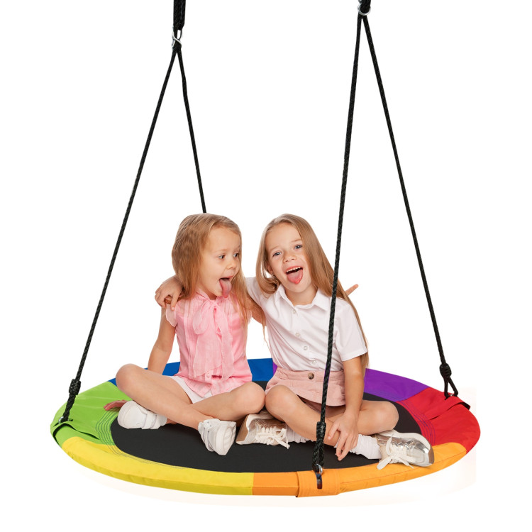 40 Inch 770 lbs Flying Saucer Tree Swing Kids Gift with 2 Tree Hanging Straps-MulticolorCostway Gallery View 7 of 12