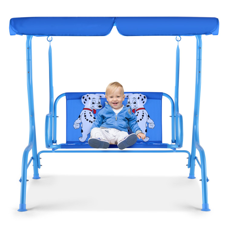 Outdoor Kids Patio Swing Bench with Canopy 2 SeatsCostway Gallery View 7 of 9