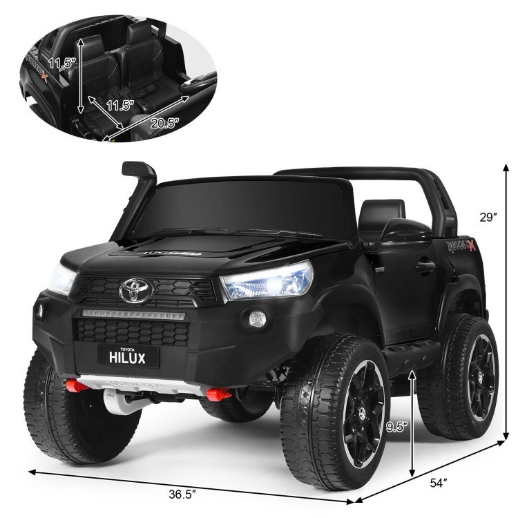 2*12V Licensed Toyota Hilux Ride On Truck Car 2-Seater 4WD with Remote Painted BlackCostway Gallery View 4 of 12