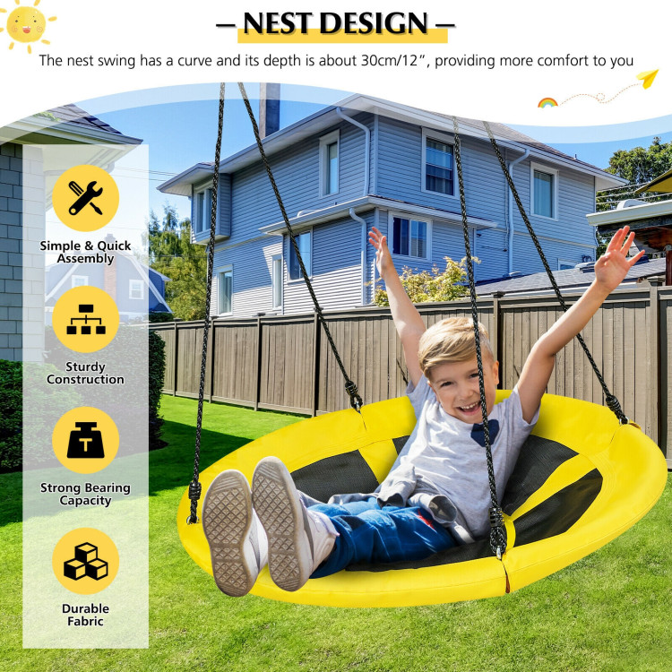 40 inch Nest Tree Outdoor Round Swing-YellowCostway Gallery View 2 of 11