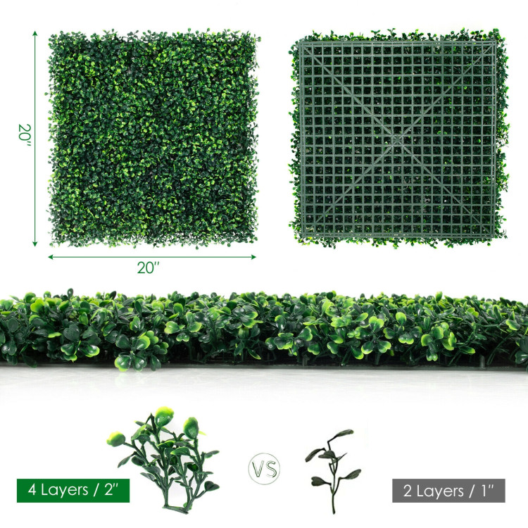 12 Pieces Artificial Boxwood Panels for Wedding Decor Fence BackdropCostway Gallery View 5 of 12