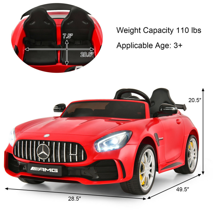 12V Kids Ride On Car Mercedes Benz AMG GTR with Remote and LED Lights -  Costway