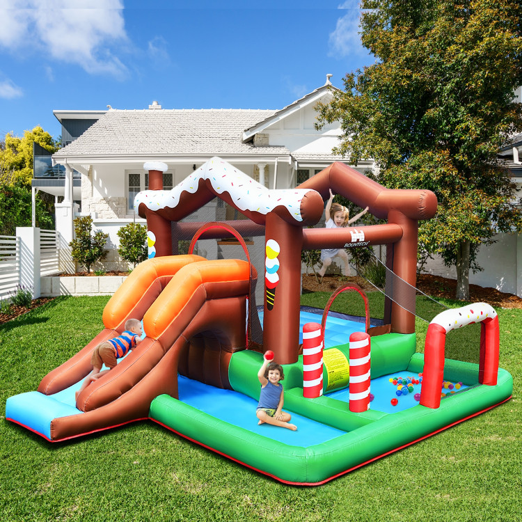 Kids Inflatable Bounce House Jumping Castle Slide Climber Bouncer Without BlowerCostway Gallery View 2 of 12