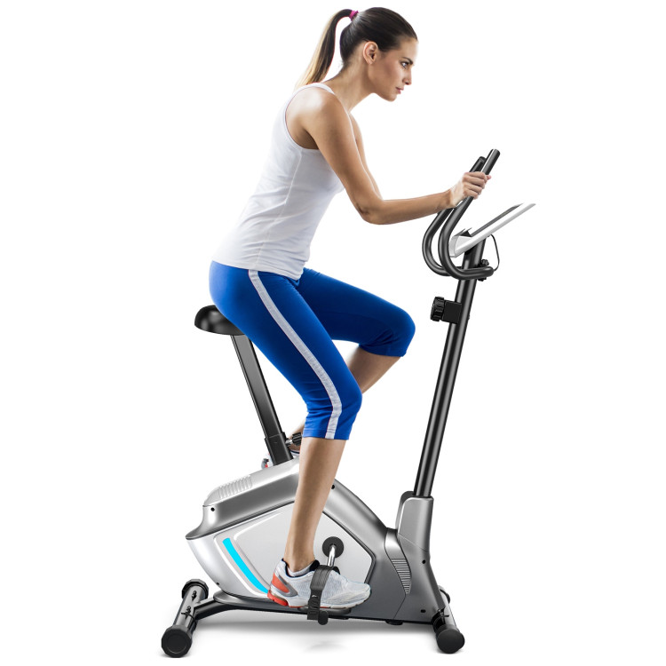 Magnetic Stationary Upright Exercise Bike with LCD Monitor and Pulse SensorCostway Gallery View 3 of 12