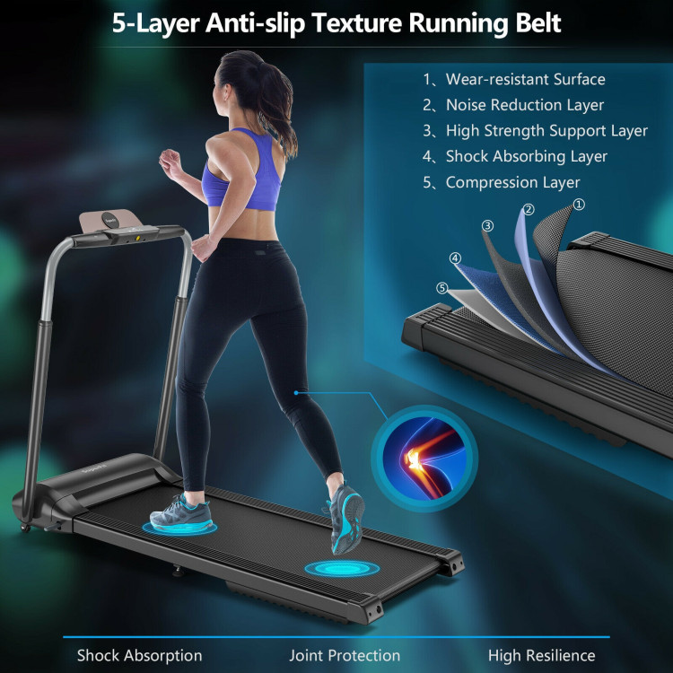 Compact Folding Treadmill with Touch Screen APP Control-BlackCostway Gallery View 9 of 12