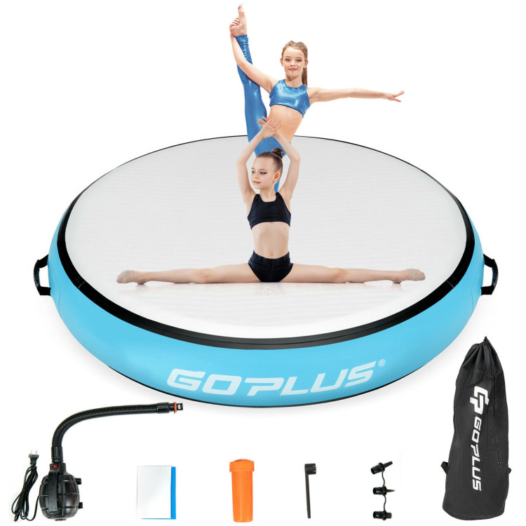 40 Inch Inflatable Round Gymnastic Mat with Electric Pump-BlueCostway Gallery View 4 of 10