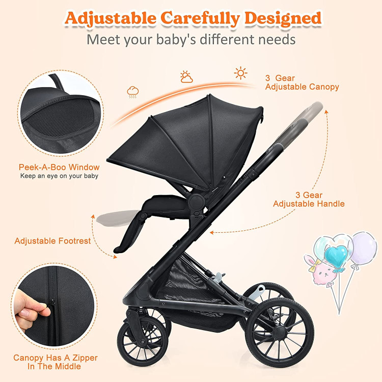 2-in-1 Convertible Baby Stroller with Oversized Storage BasketCostway Gallery View 5 of 7