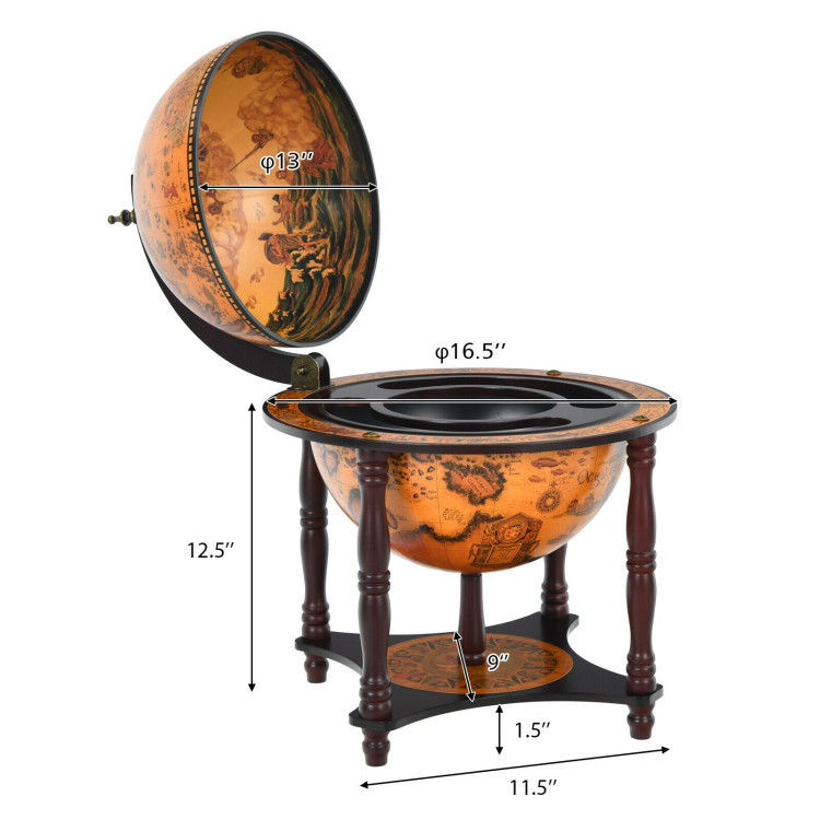  23 Inch Globe Wine Bar Stand for Dining Room and Living Room-CoffeeCostway Gallery View 5 of 12