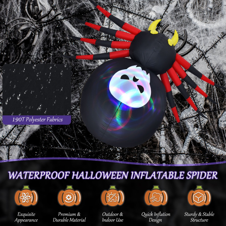 6.5 Feet Inflatable Halloween Spider with Rotatable LED LightCostway Gallery View 12 of 12