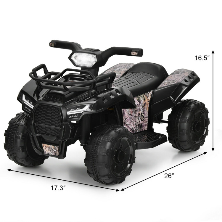 6V Kids ATV Quad Electric Ride On Car with LED Light and MP3-BlackCostway Gallery View 4 of 12