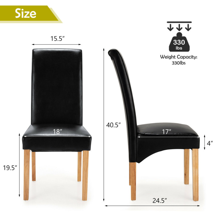 2 Pieces Dining Chairs Set with Rubber Wood Legs-BlackCostway Gallery View 4 of 12