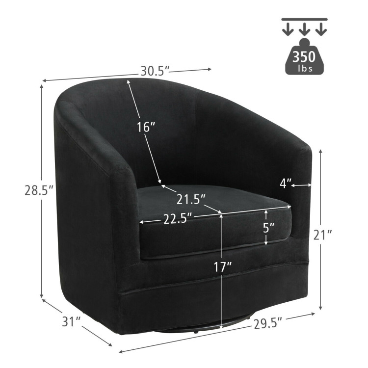 Assembly Accent Chair with 360-Degree Swivel Metal Base for Living RoomCostway Gallery View 5 of 10