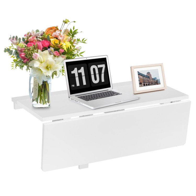 31.5 x 23.5 Inch Wall Mounted Folding Table for Small Spaces-WhiteCostway Gallery View 10 of 11
