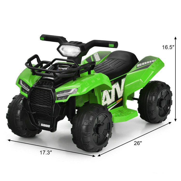 6V Kids ATV Quad Electric Ride On Car with LED Light and MP3-GreenCostway Gallery View 4 of 11