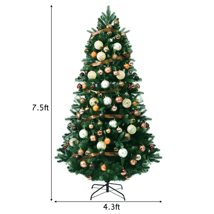 7.5 Feet Artificial Christmas Tree with Ornaments and Pre-Lit LightsCostway Gallery View 4 of 13