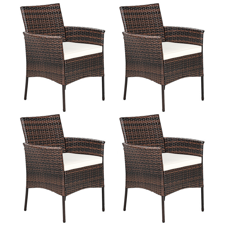 2 Pieces Outdoor PE Rattan Armchairs with Removable CushionsCostway Gallery View 9 of 11
