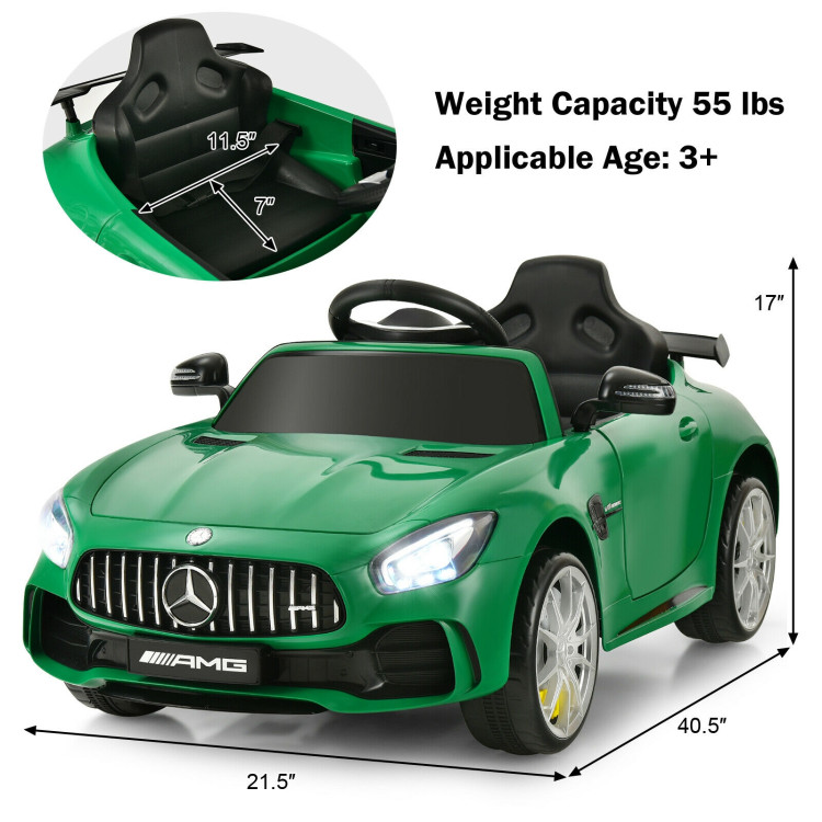 12V Licensed Mercedes Benz Kids Ride-On Car with Remote Control-GreenCostway Gallery View 5 of 13