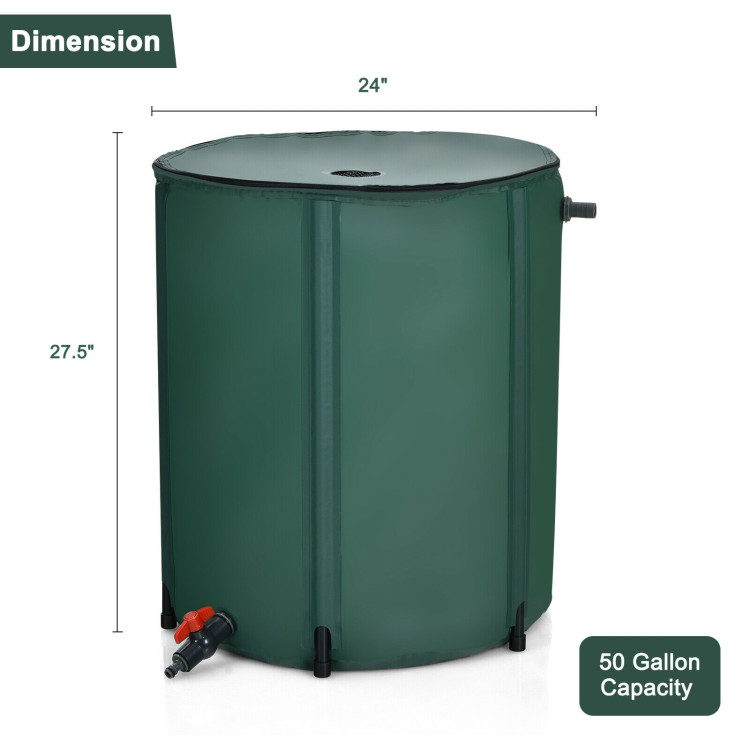 53 Gallon Portable Collapsible Rain Barrel Water CollectorCostway Gallery View 4 of 10