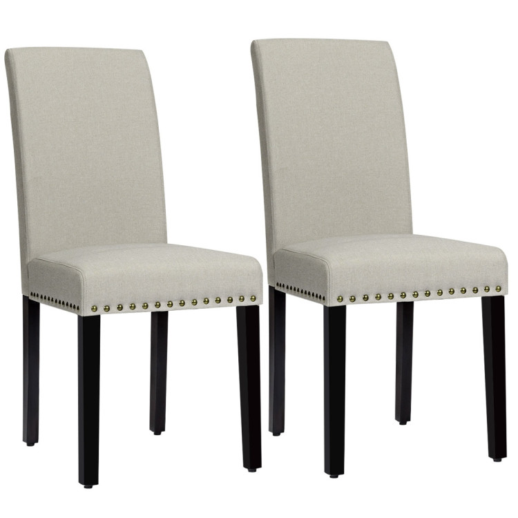 Set of 2 Fabric Upholstered Dining Chairs with Nailhead-Light SageCostway Gallery View 1 of 12