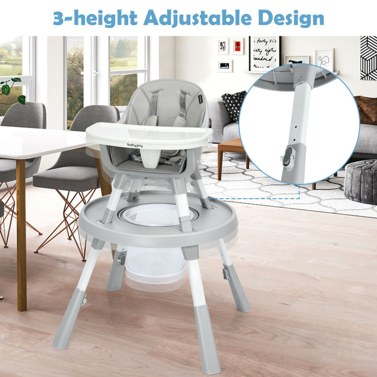 6-in-1 Baby High Chair Infant Activity Center with Height Adjustment-GrayCostway Gallery View 2 of 13