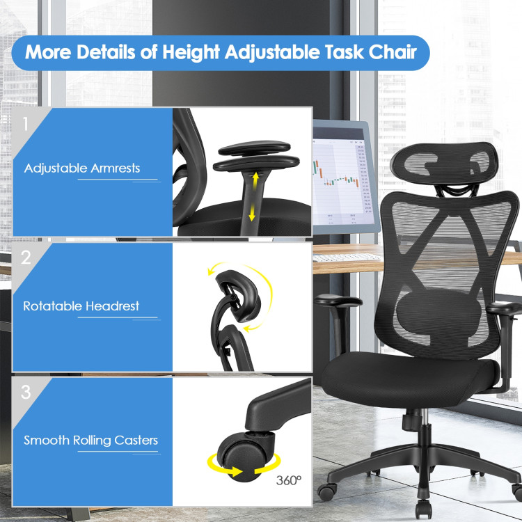 High Back Mesh Executive Chair with Adjustable Lumbar SupportCostway Gallery View 11 of 11