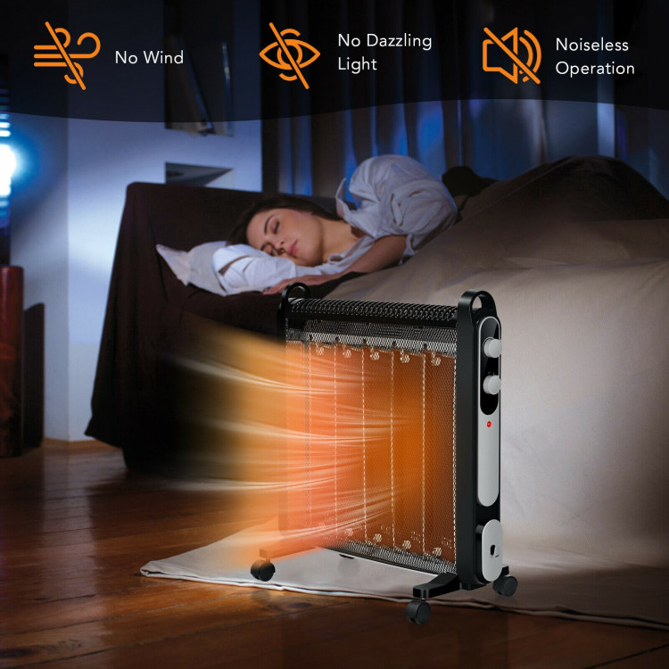 Electric Mica Space Portable Heater with Adjustable Thermostat-BlackCostway Gallery View 7 of 11