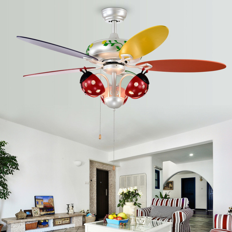 52 Inch Kids Ceiling Fan with Pull Chain ControlCostway Gallery View 7 of 11