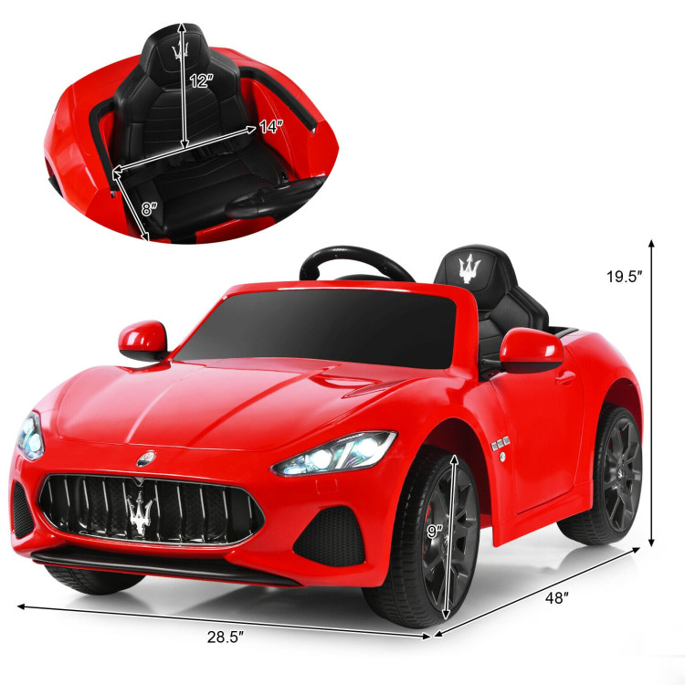 12V Kids Ride On Car Licensed Maserati GranCabrio with Remote Control-RedCostway Gallery View 4 of 11