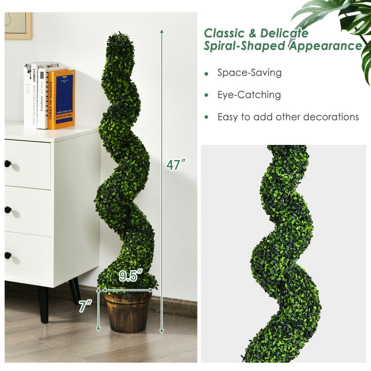 2 Pack 4 Feet Artificial Spiral Boxwood Topiary Indoor Outdoor DecorCostway Gallery View 4 of 11