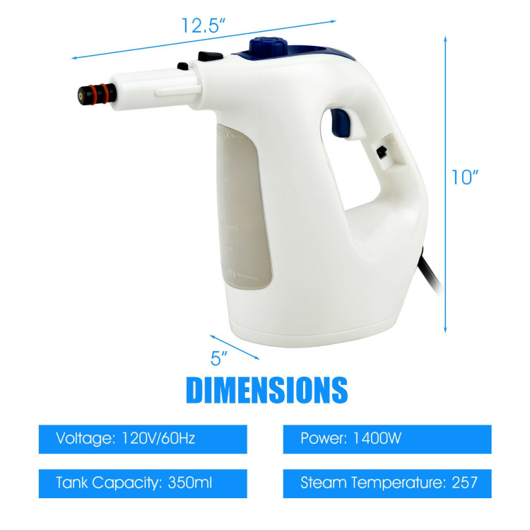 1400W Multipurpose Pressurized Steam Cleaner With 17 Pieces Accessories-BlueCostway Gallery View 4 of 10