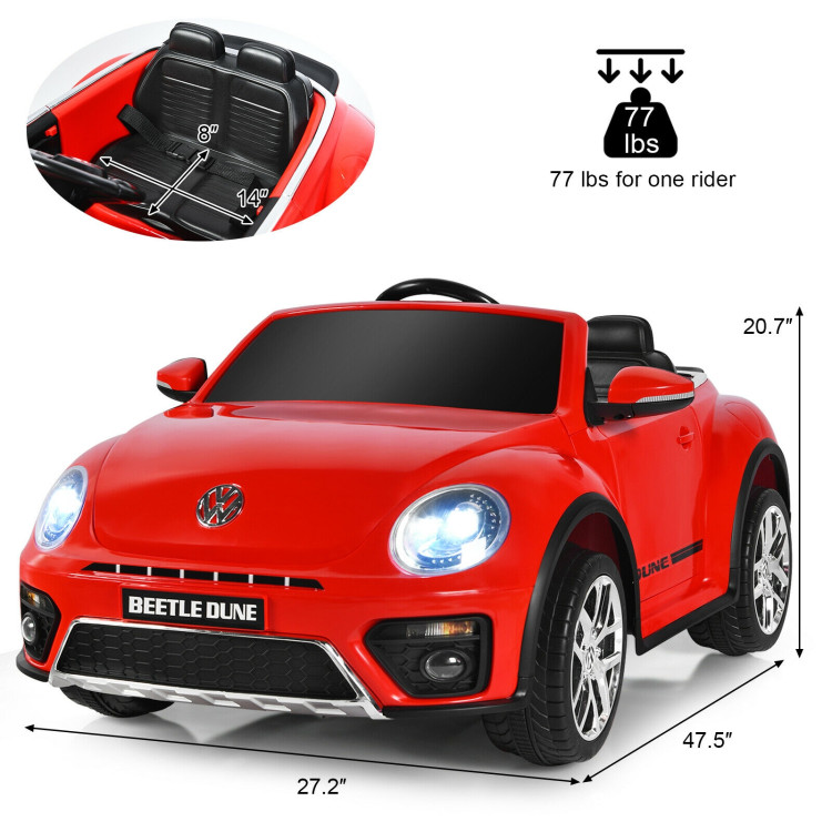 12V Licensed Volkswagen Beetle Kids Ride On Car with Remote Control-RedCostway Gallery View 5 of 12