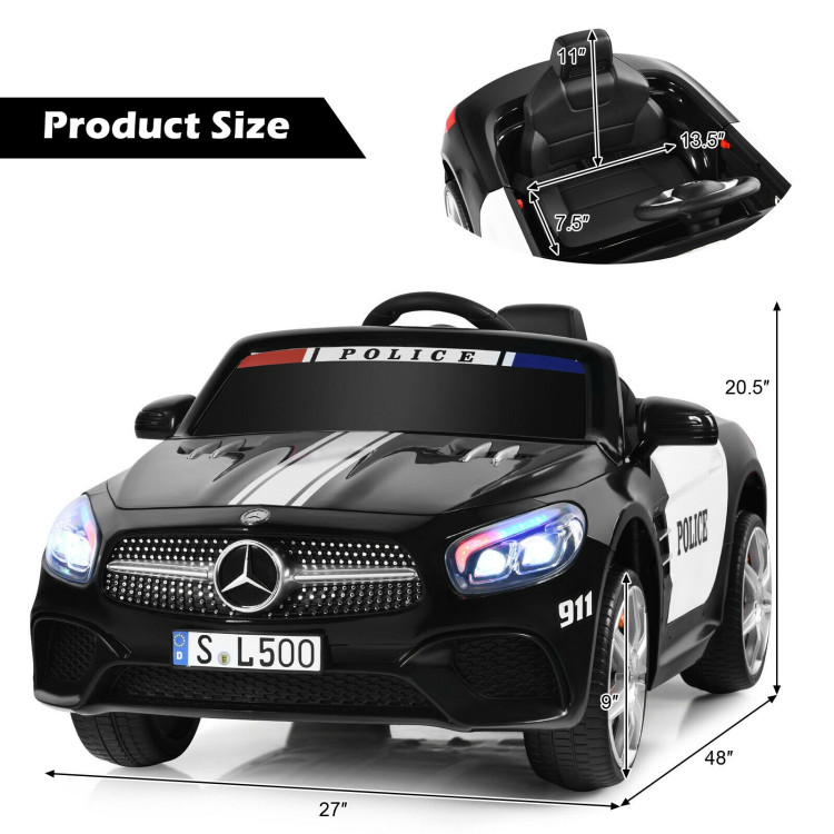 12V Mercedes-Benz SL500 Licensed Kids Ride On Car with Remote Control-BlackCostway Gallery View 4 of 10