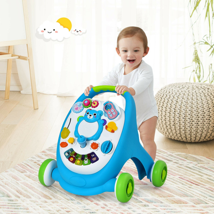 Sit-to-Stand Toddler Learning Walker with Lights and Sounds-BlueCostway Gallery View 2 of 10