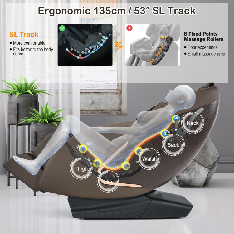 Full Body Zero Gravity Massage Chair with SL Track Heat Installation-free-BrownCostway Gallery View 9 of 11
