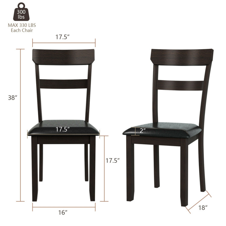 Set of 2 Dining Chairs With Rubber Wood Frame and Upholstered Faux Leather SeatCostway Gallery View 4 of 11